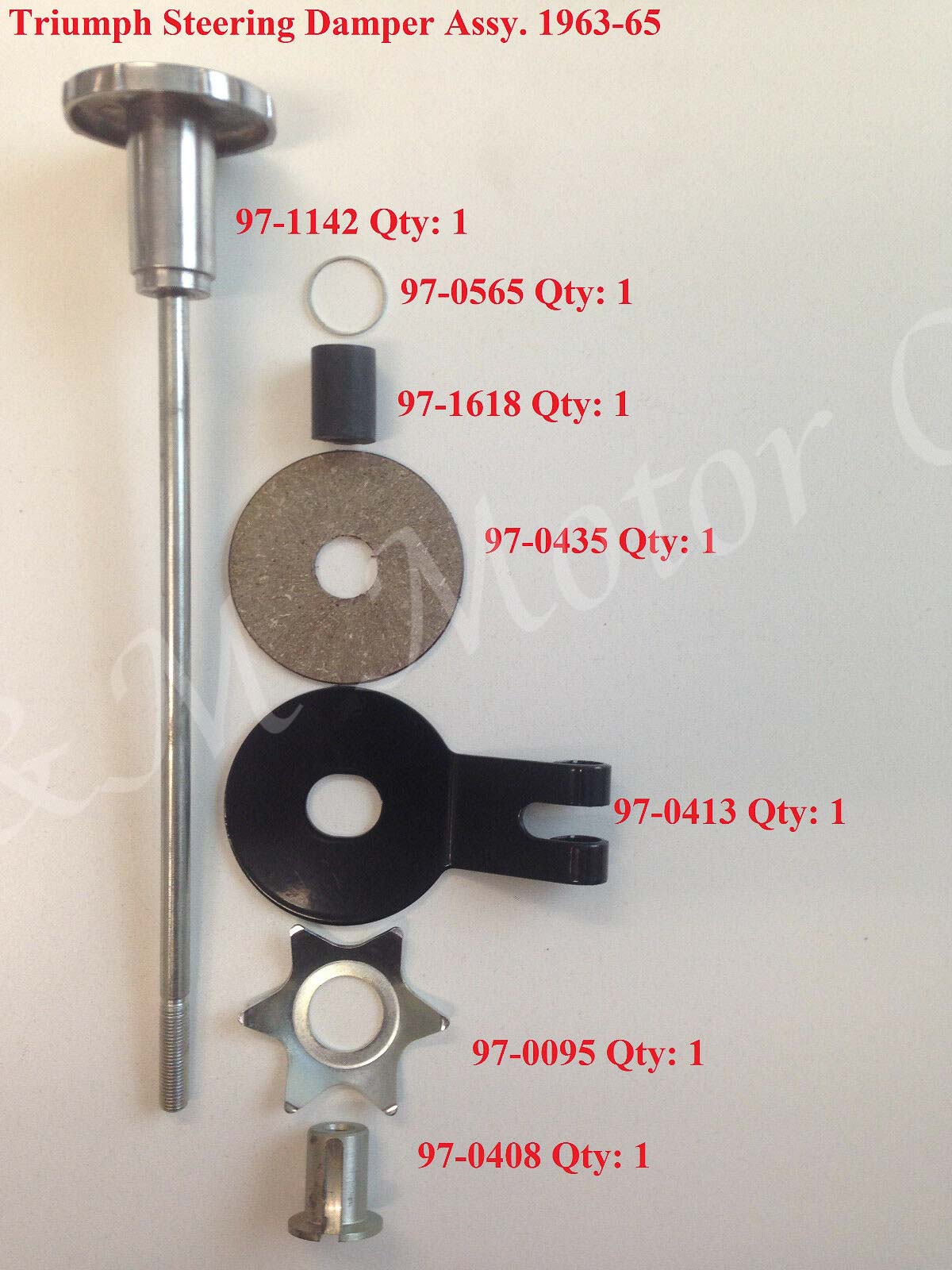 TRIUMPH T120 TR6 STEERING DAMPER KNOB KIT 196365 BONNEVILLE 971142 97